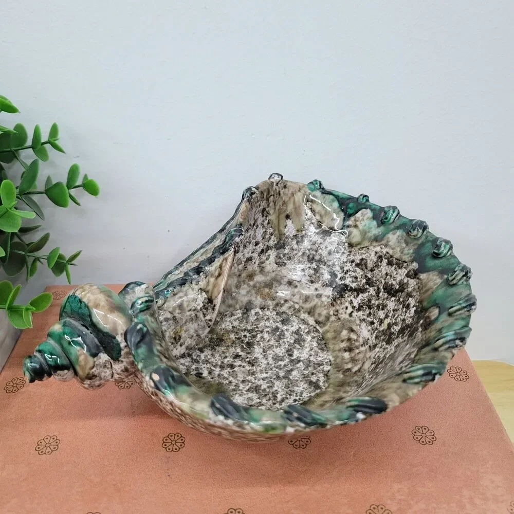 MCM Drip Glaze Italian Pottery Sea Shell Bowl Trinket Dish